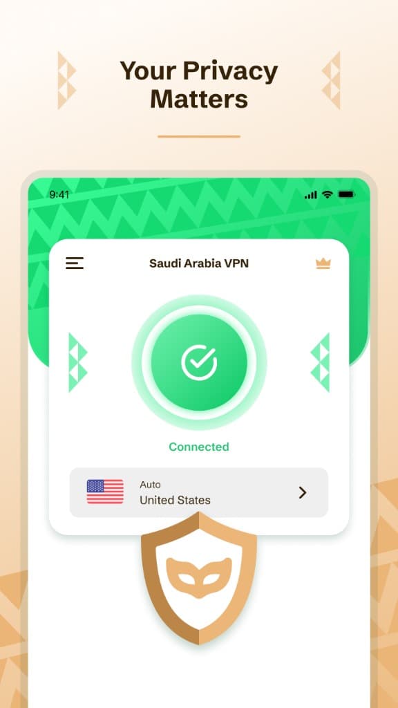 Saudi Arabia VPN App - Connected Screen